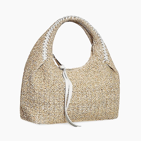 Aimee Kestenberg Handbags - Aimee Kestenberg Natural Straw Shoulder Bag with White Trim